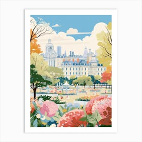 Luxembourg Gardens France Modern Illustration 1 Art Print