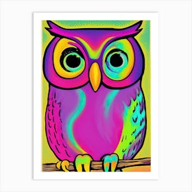 Pink Owl Painting Art Print