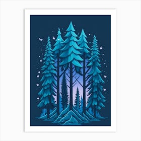 A Fantasy Forest At Night In Blue Theme 2 Art Print