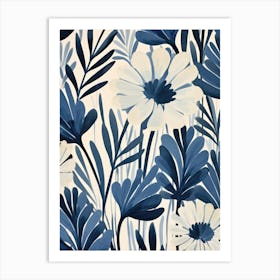 Blue And White Flowers 1 Art Print