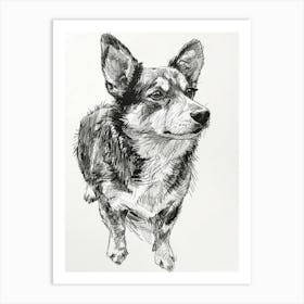 Corgi Dog Line Sketch 5 Art Print