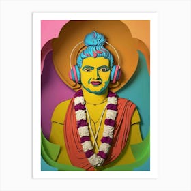 Buddha With Headphones 1 Art Print