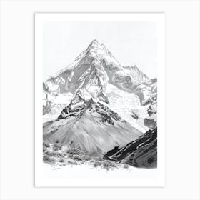 Huascaran Peru Line Drawing 8 Art Print