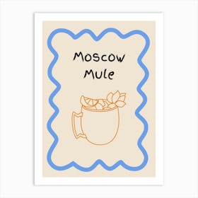 Moscow Mule Doodle Poster Blue & Orange Art Print