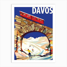 Davos, Funicular On The Bridge, Switzerland Art Print