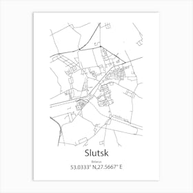 Slutsk,Belarus Minimalist Map Art Print