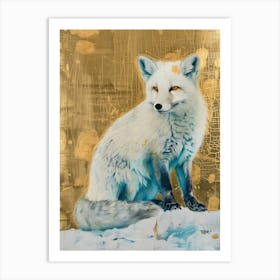 Arctic Fox Gold Effect Collage 1 Art Print