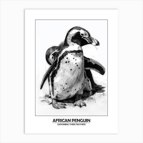 Penguin Grooming Their Feathers Poster Art Print