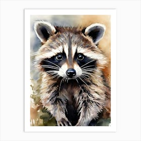 Raccoon Watercolor Painting Art Print