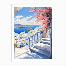 Mykonos Summer Watercolour 6 Art Print