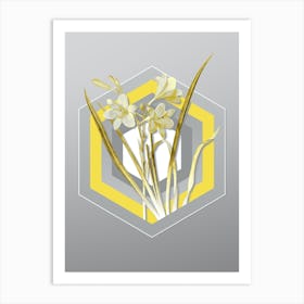 Botanical Daylily in Yellow and Gray Gradient n.282 Art Print