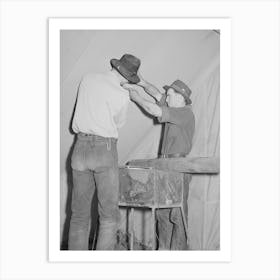 Farm Workers Fixing Up The Tent In Which They Will Live At The Fsa (Farm Security Administration) Migratory Labor Camp Art Print