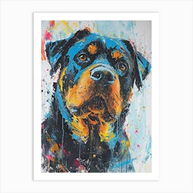 Rottweiler Acrylic Painting 9 Art Print