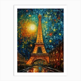Eiffel Tower Paris France Vincent Van Gogh Style 17 Art Print