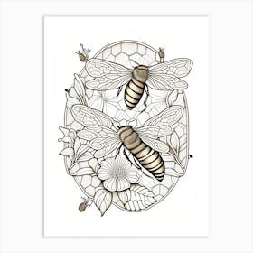 Colony Bees 2 William Morris Style Art Print