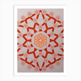 Geometric Abstract Glyph Circle Array in Tomato Red n.0248 Art Print