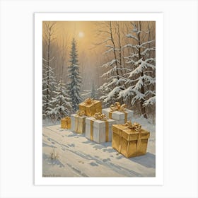 Christmas Presents In The Snow Art Print