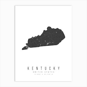Kentucky Mono Black And White Modern Minimal Street Map Art Print