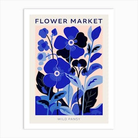 Blue Flower Market Poster Wild Pansy 1 Art Print