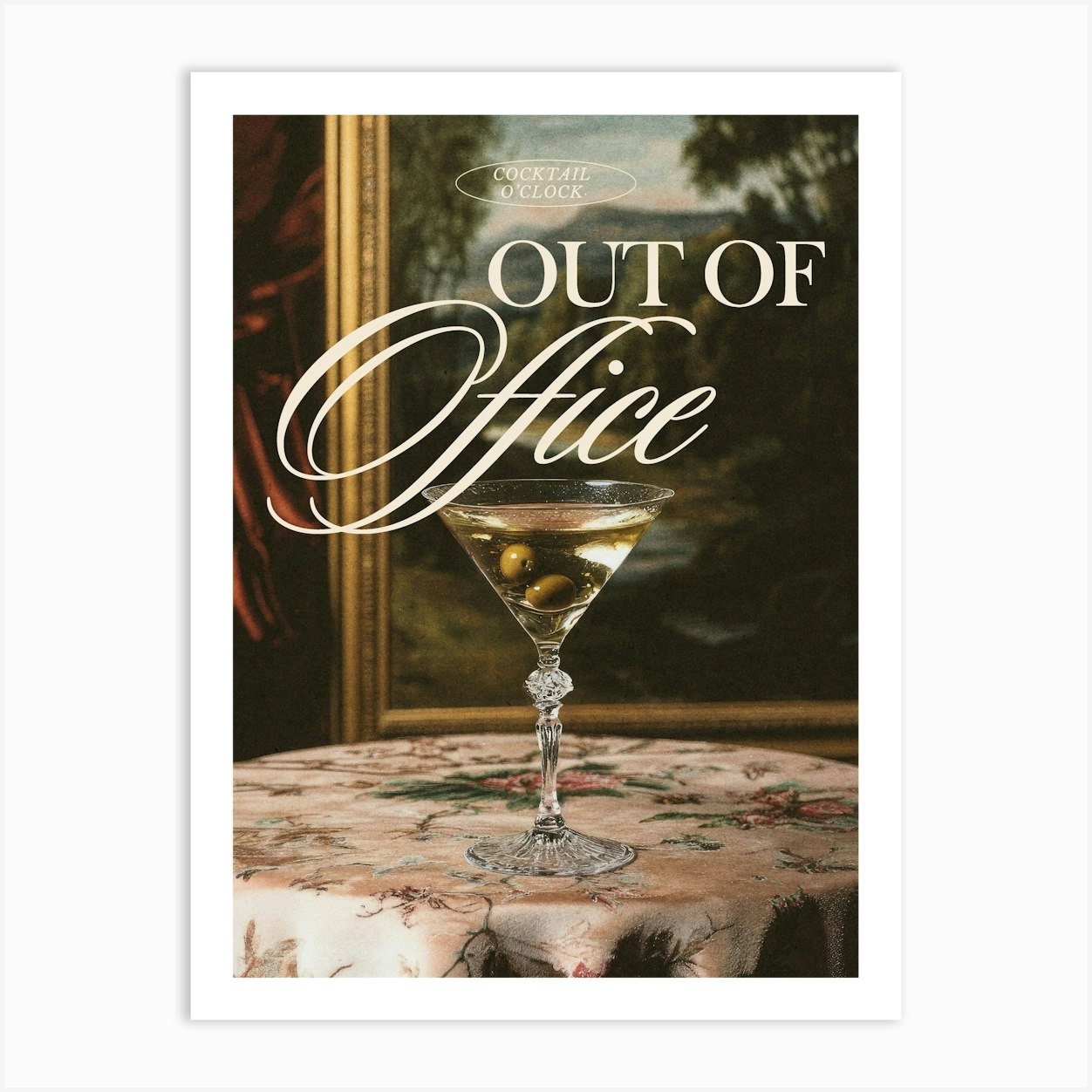 Out Of Office Dirty Martini Cocktail Print Old Money Aesthetic Retro Wall Art Office Decor Art Print by StudioAlfi