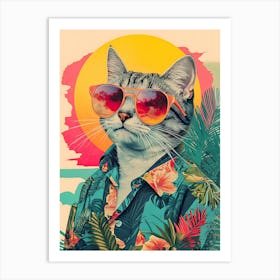 Vintage Retro Poster Cool Cat 1 Art Print