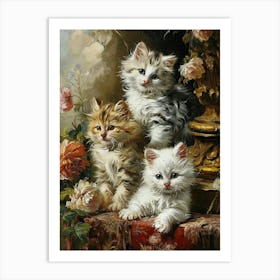 Rococo Inspired Painting Of Kittens 1 Art Print