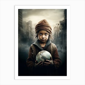 Child Holding A Globe 1 Art Print