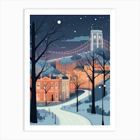 Winter Travel Night Illustration Bristol United Kingdom 1 Art Print