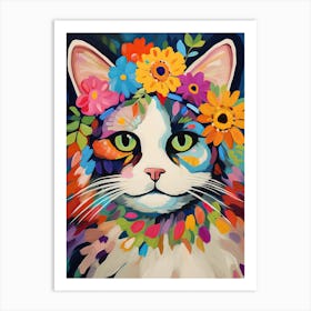 Ragdoll Cat With A Flower Crown Painting Matisse Style 4 Art Print