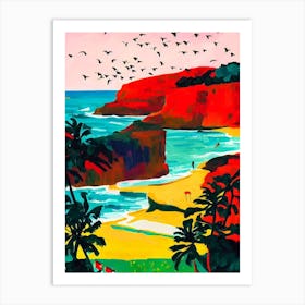 Crane Beach, Barbados Hockney Style Art Print