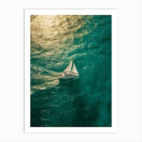 Aerial View Of A Sailboat Art Print