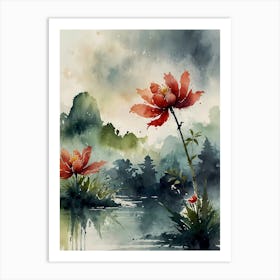 Lotus Flower Painting 6 Art Print