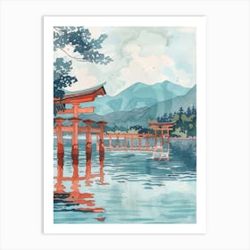 Miyajima Japan 4 Retro Illustration Art Print