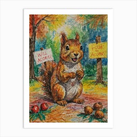 Squirrel With Acorns 1 Art Print