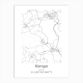 Kierspe,Germany Minimalist Map Art Print