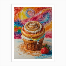 Cupcake With A Strawberry Art Print