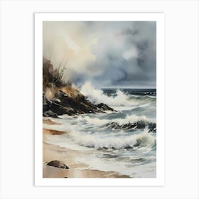 Vintage Coastal Seaside Painting (21) 1 Art Print