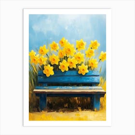 Daffodils On A Bench Art Print