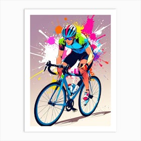 Illustration Of A Cyclist Art Print