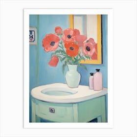 A Vase With Poppy, Flower Bouquet 1 Art Print
