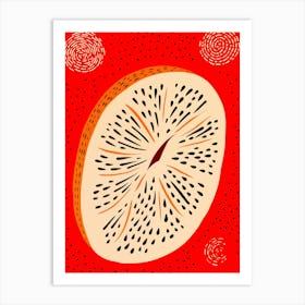 Melon On Red Background Art Print