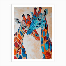 Pair Of Giraffe Colourful 1 Art Print