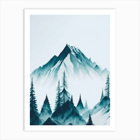 Mountain And Forest In Minimalist Watercolor Vertical Composition 72 Art Print