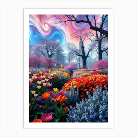 Colorful Flowers In A Garden Art Print