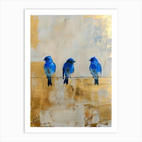 Blue Birds On A Wire Art Print