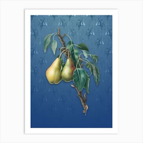 Vintage Lemon Pear Botanical on Bahama Blue Pattern n.1504 Art Print