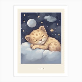 Sleeping Baby Lion 1 Nursery Poster Art Print