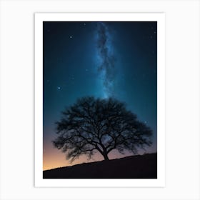 Lone Tree In The Night Sky 3 Art Print