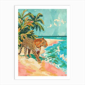 Leopard On The Beach Art Print