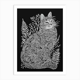 Cymric Cat Minimalist Illustration 4 Art Print